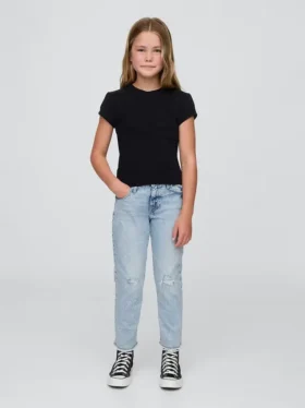 Jeans « girlfriend » taille mi-haute pour enfant