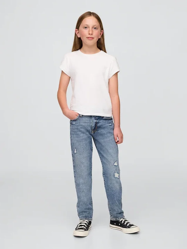 Jeans « girlfriend » taille mi-haute pour enfant
