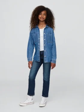 Jeans « girlfriend » taille mi-haute pour enfant
