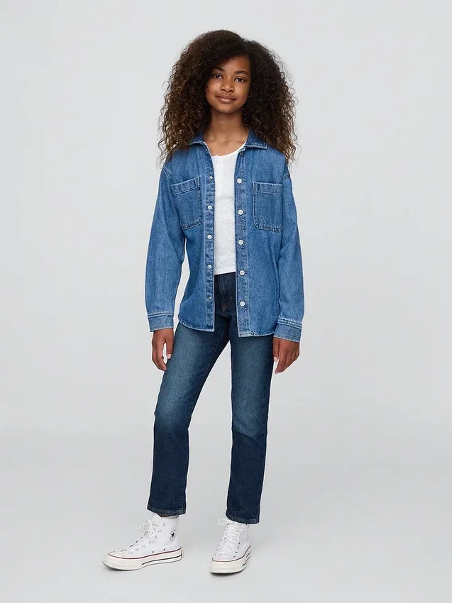 Jeans « girlfriend » taille mi-haute pour enfant
