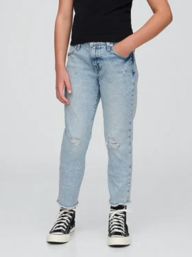 Jeans « girlfriend » taille mi-haute pour enfant
