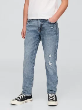 Jeans « girlfriend » taille mi-haute pour enfant