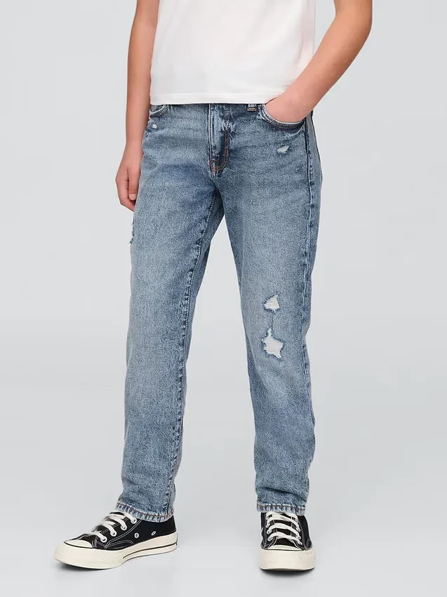 Jeans « girlfriend » taille mi-haute pour enfant
