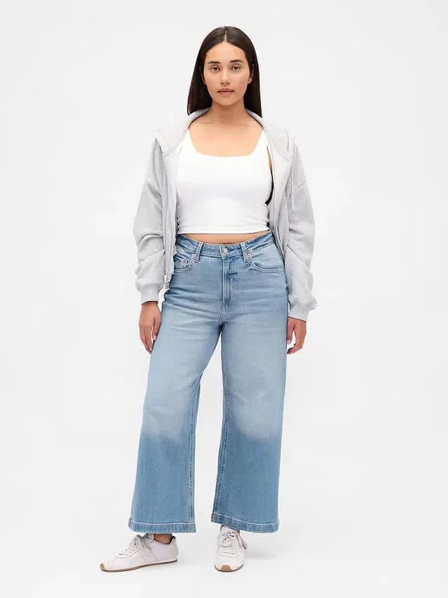 Jeans large aux chevilles, coupe « Curvy High Stride »
