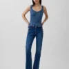 Haut ajusté en denim à basque