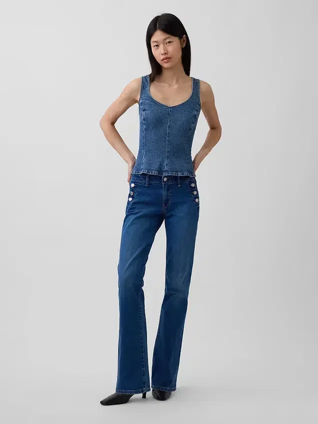 Haut ajusté en denim à basque