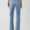 Jeans marin taille basse, long et ajusté