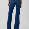 Jeans marin taille basse, long et ajusté