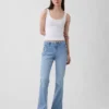 Jeans marin taille basse, long et ajusté