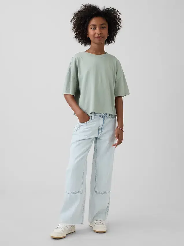 Jeans pour enfant à taille basse, coupe large