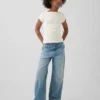 Jeans pour enfant à taille basse, coupe large
