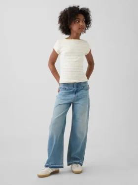 Jeans pour enfant à taille basse, coupe large