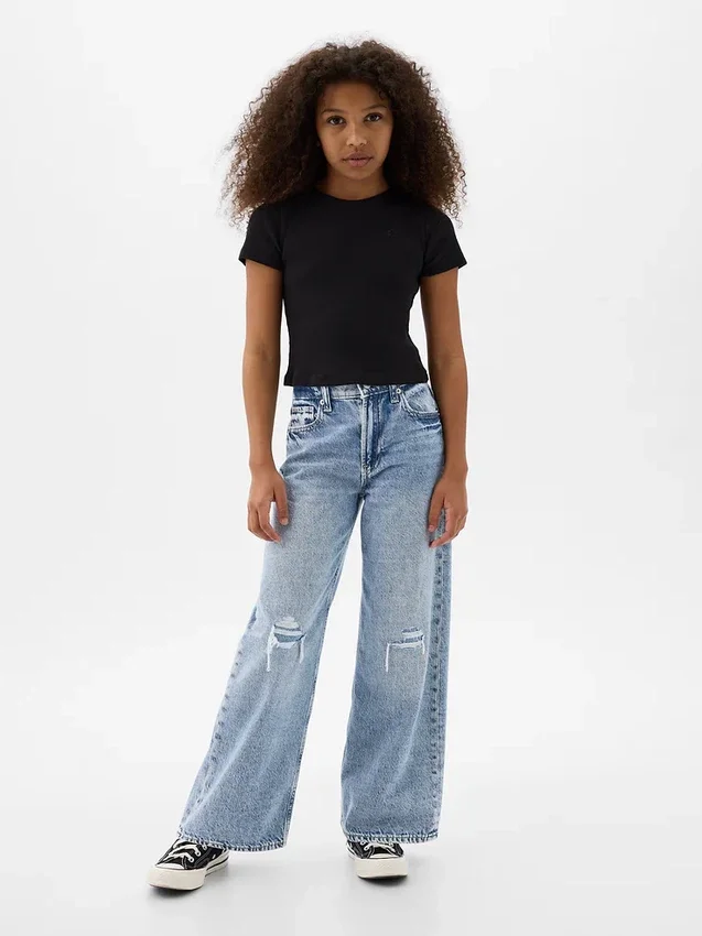 Jeans pour enfant à taille basse, coupe large