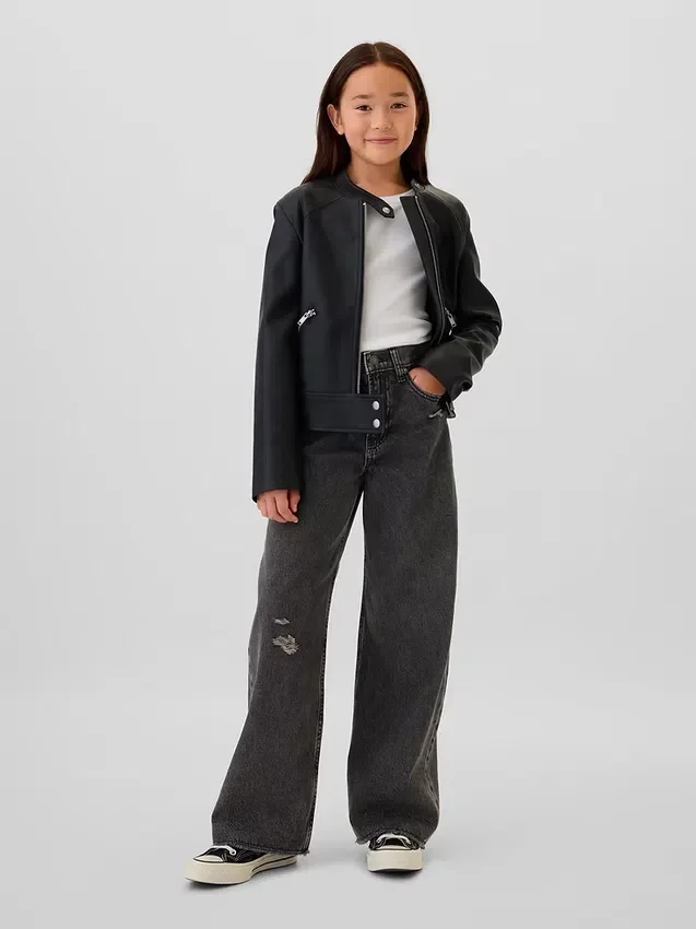 Jeans pour enfant à taille basse, coupe large