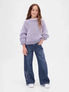 Jeans pour enfant à taille basse, coupe large