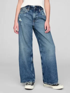 Jeans pour enfant à taille basse, coupe large
