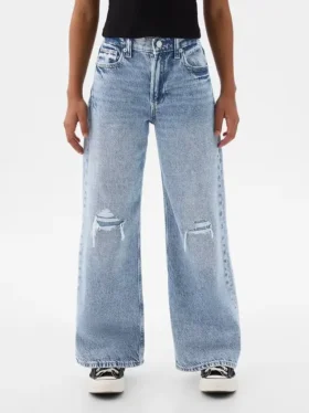 Jeans pour enfant à taille basse, coupe large