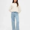 Jeans pour enfant taille basse à jambes larges et strass