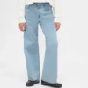 Jeans pour enfant taille basse à jambes larges et strass