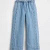 Jeans pour enfant taille haute, coupe ample et large, longueur cheville