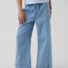 Jeans pour enfant taille haute, coupe ample et large, longueur cheville