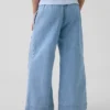 Jeans pour enfant taille haute, coupe ample et large, longueur cheville