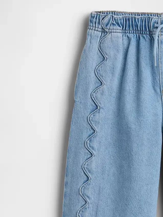 Jeans pour enfant taille haute, coupe ample et large, longueur cheville