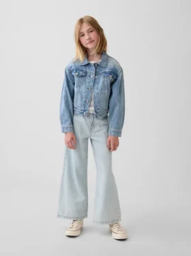 Jeans pour enfant taille haute, coupe large, longueur cheville