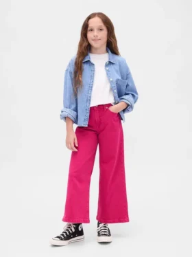 Jeans pour enfant taille haute, coupe large, longueur cheville