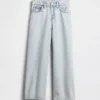 Jeans pour enfant taille haute, coupe large, longueur cheville