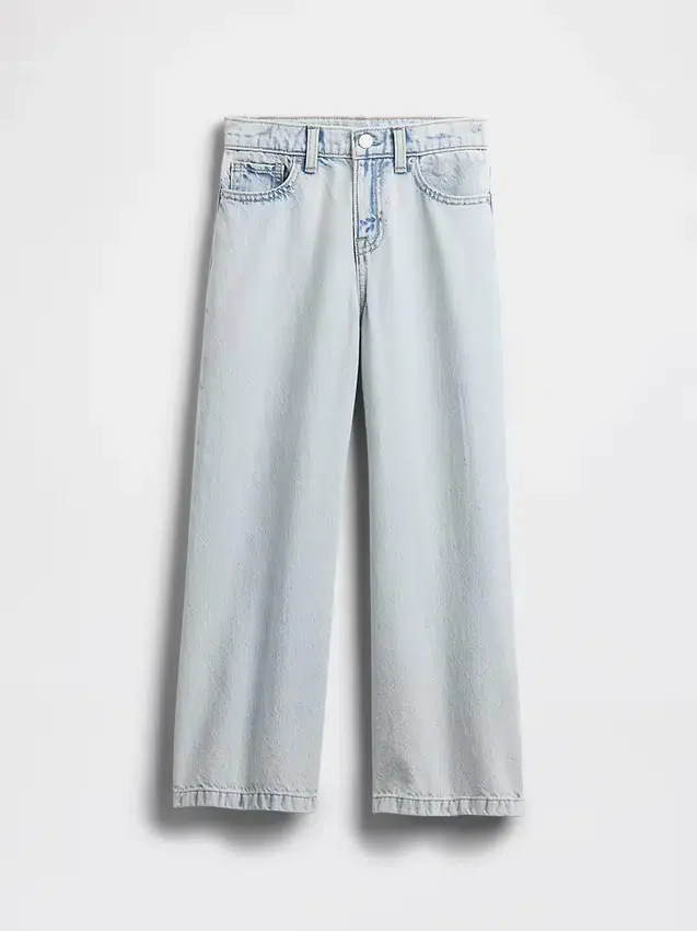 Jeans pour enfant taille haute, coupe large, longueur cheville