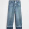 Jeans pour enfant taille haute, coupe large, longueur cheville