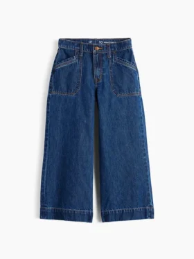 Jeans pour enfant taille haute, coupe large, longueur cheville