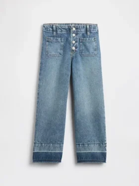 Jeans pour enfant taille haute, coupe large, longueur cheville