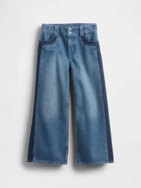 Jeans pour enfant taille haute, coupe large, longueur cheville