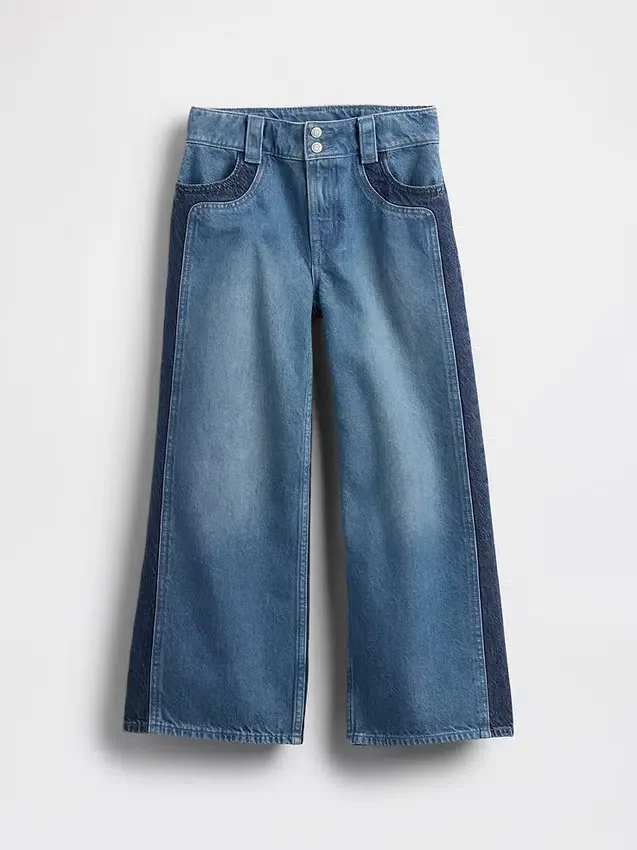 Jeans pour enfant taille haute, coupe large, longueur cheville