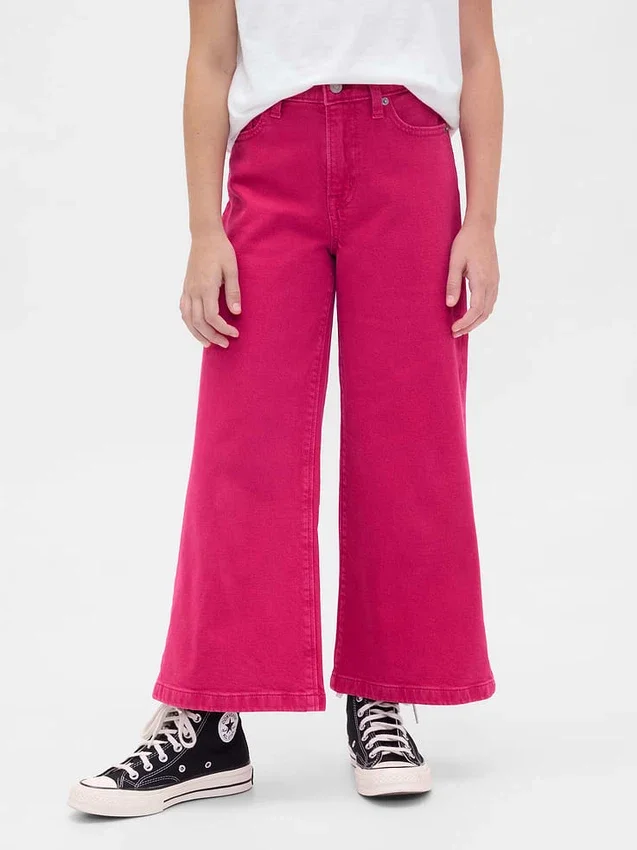 Jeans pour enfant taille haute, coupe large, longueur cheville