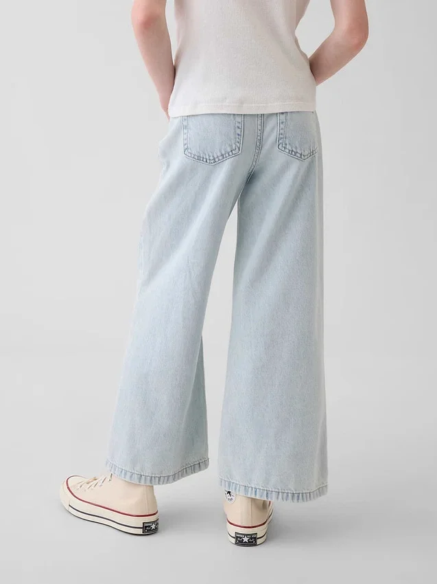 Jeans pour enfant taille haute, coupe large, longueur cheville