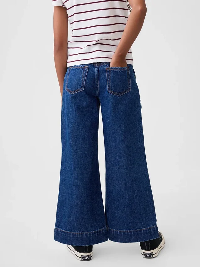Jeans pour enfant taille haute, coupe large, longueur cheville