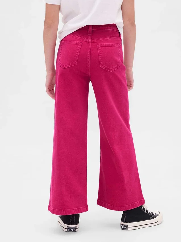 Jeans pour enfant taille haute, coupe large, longueur cheville