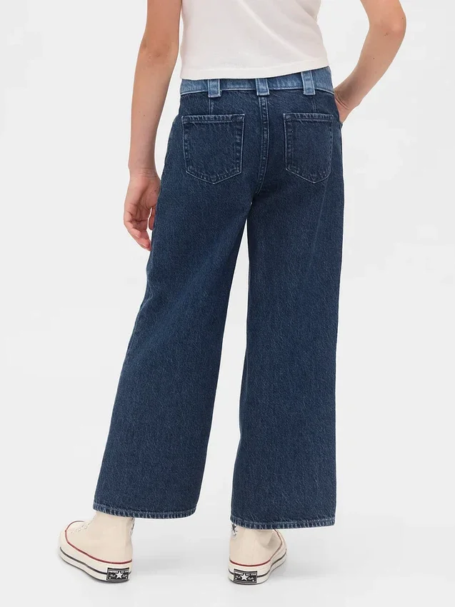 Jeans pour enfant taille haute, coupe large, longueur cheville