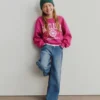 Jeans pour enfant taille haute, coupe large, longueur cheville