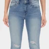 Jeans skinny taille mi-haute, effet vieilli, longueur cheville