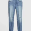 Jeans skinny taille mi-haute, effet vieilli, longueur cheville