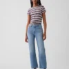 Jeans slim droit court taille haute style années 90