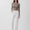 Jeans slim droit court taille haute style années 90
