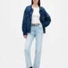 Jeans slim droit court taille haute style années 90