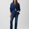 Jeans slim droit court taille haute style années 90