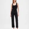 Jeans slim droit court taille haute style années 90