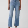 Jeans slim droit court taille haute style années 90